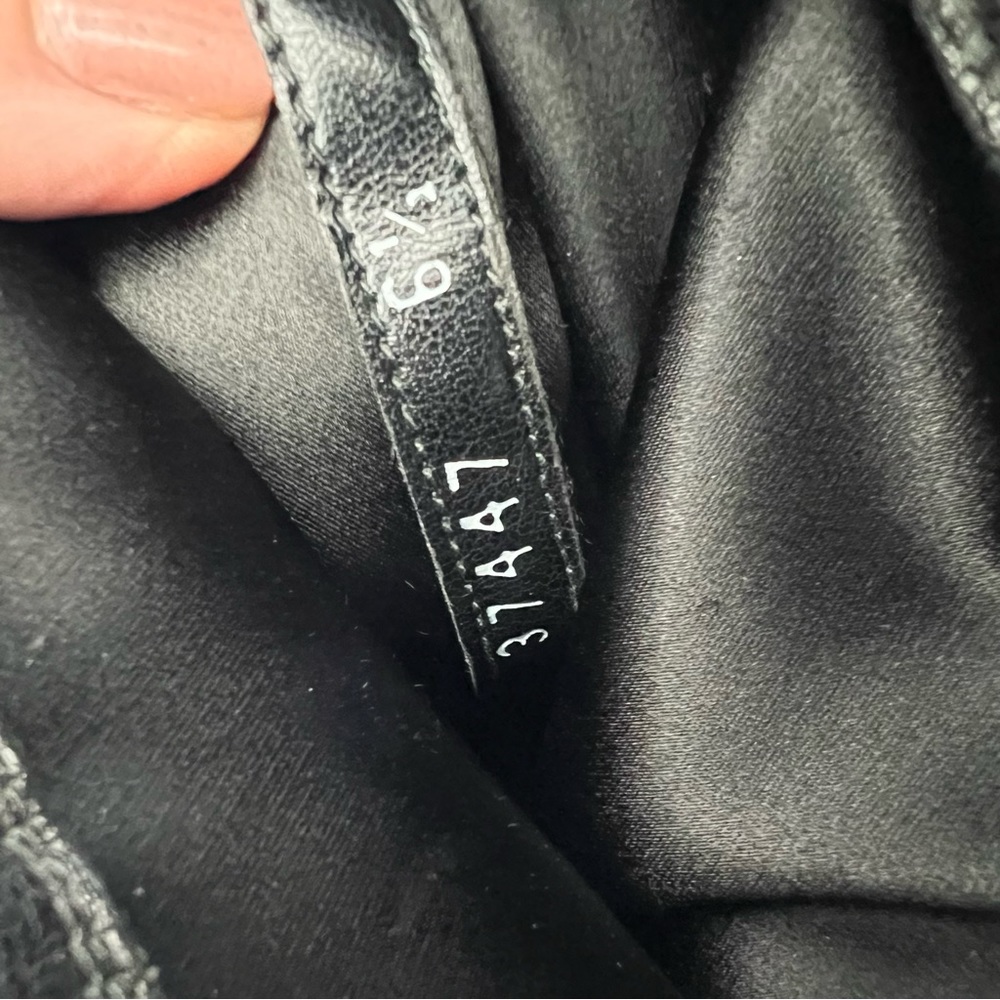 ♦️SOLD♦️STUART WEITZMAN Charcoal Black Leather Coated Knit Moto Mid Calf Boots - Picture 12 of 15